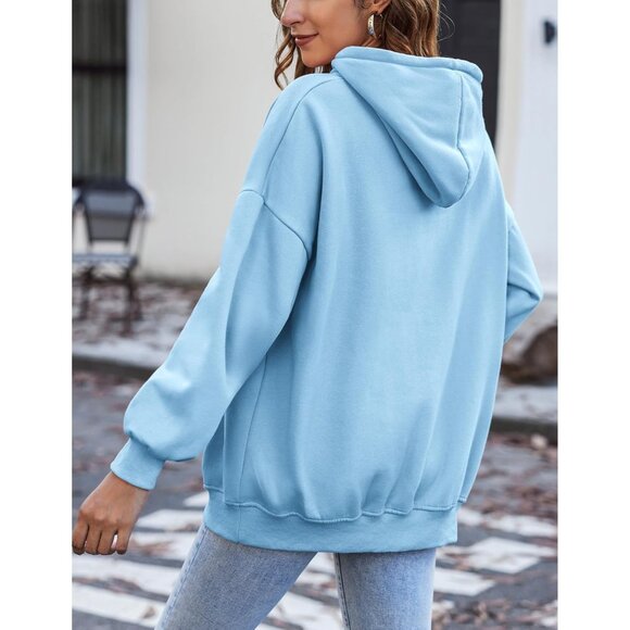 🆕 Women Blue Pullover Sweatshirts Long Sleeve Fall Winter Coat Fleece Hoodies - Picture 3 of 6